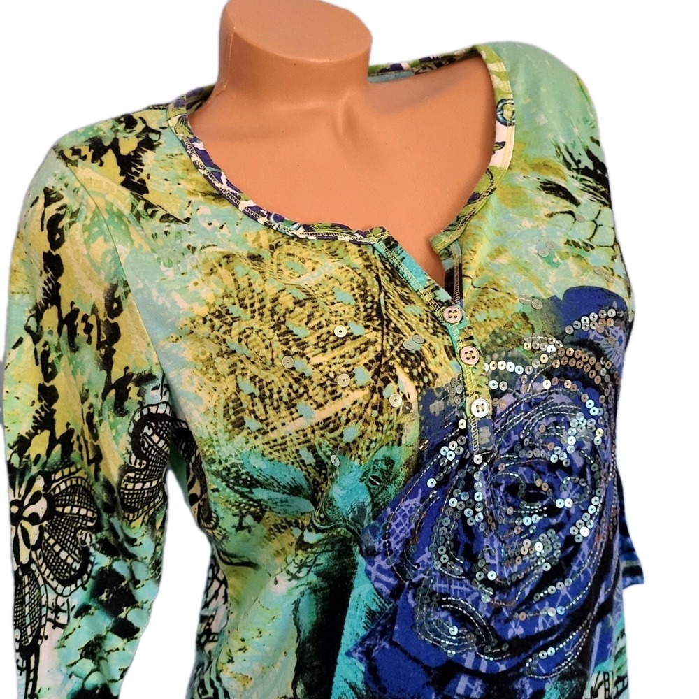 Thomas & Olivia T-shirt L long sleeve with Sequins womens Size Large
